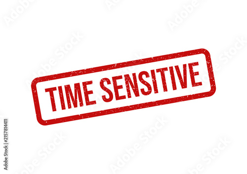Time sensitive red ink rubber stamp impression