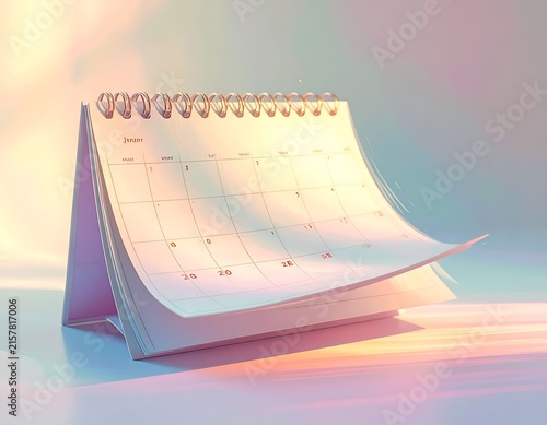 Stylized holographic 3D calendar render.