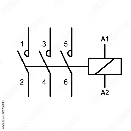 Obraz na płótnie Three-Phase Contactor Electrical Circuit Symbol with Coil