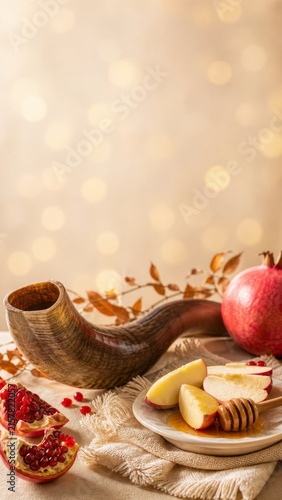 Traditional symbols for Rosh Hashanah, the Jewish New Year
