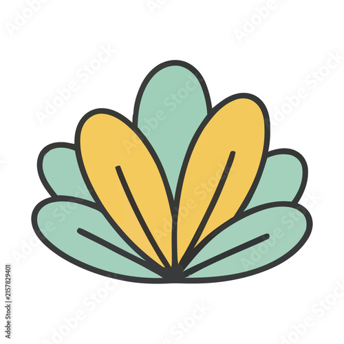Stylized flower with yellow and green petals
