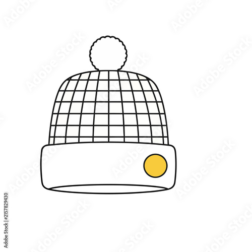 Winter hat with pompom and yellow circle detail