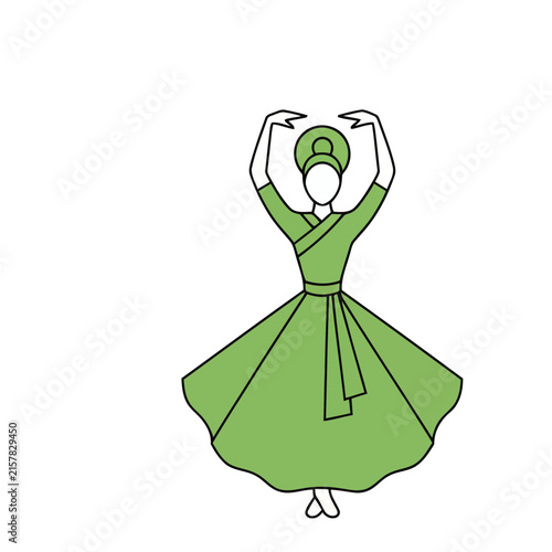 Woman in Green Dress and Head Covering