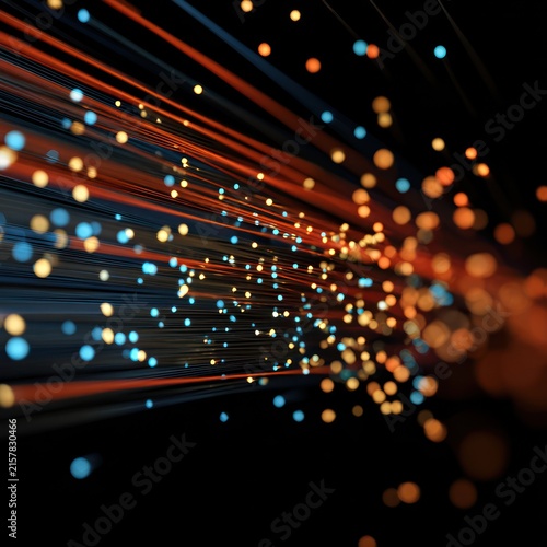 Abstract Colorful Light Trails with Bokeh Effect in Dark Background