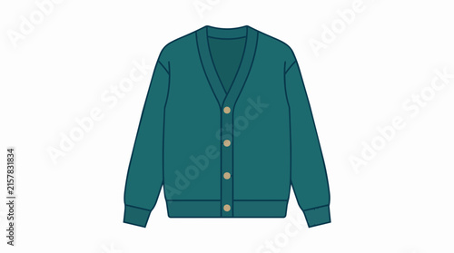 Stylish Dark Teal Knitted Cardigan Sweater with Buttons and V-Neck Design for Cozy Autumn Fashion Apparel