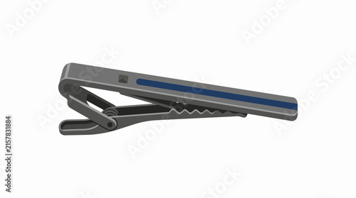 Silver Men Tie Clip Bar with Decorative Blue Stripe for Formal Shirt Accessories and Business Fashion