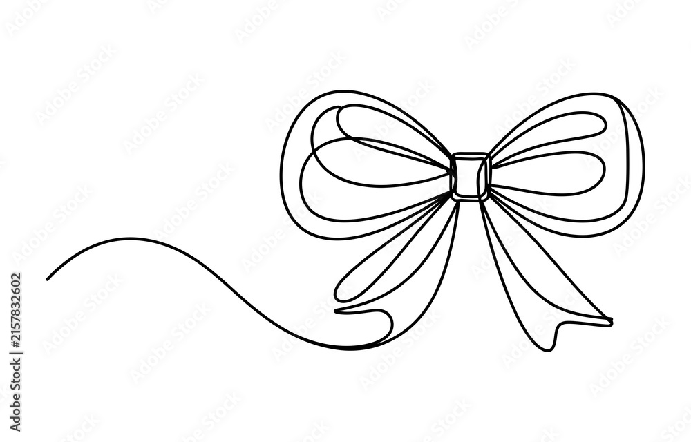 Fototapeta premium Continuous single line drawing of a decorative gift ribbon bow