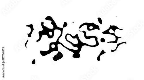 Black and white abstract liquid morphing animation transition on white background