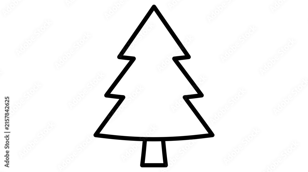 Obraz premium Fir tree silhouette features a simple black outline on a white background