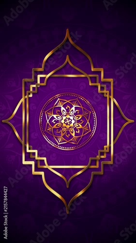Vertical Diwali festival background with ornate Indian mandala, golden decorative elements, vibrant purple and gold luxury backdrop, festive celebration design with copy space for invitations