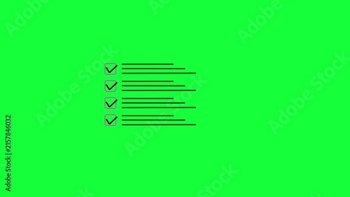 Animated checklist filling up with checkmarks motion graphics video asset