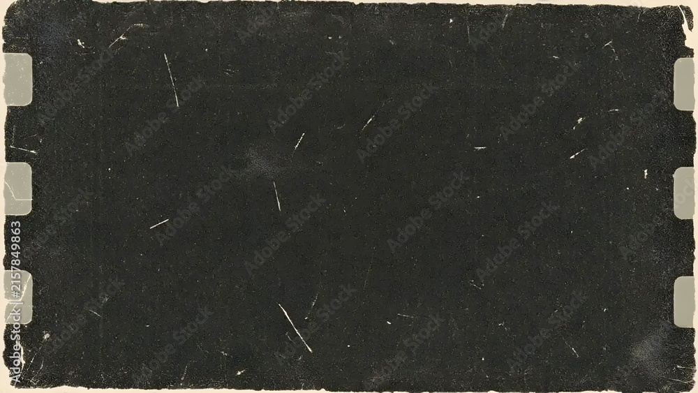 Fototapeta premium Retro cinematic black background with realistic film grain, fine dust particles, delicate scratches, soft light leaks, and rich film texture.