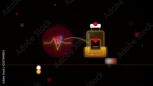 Heartbeat EKG Connecting to Medicine Vial, Cardiac Treatment Concept