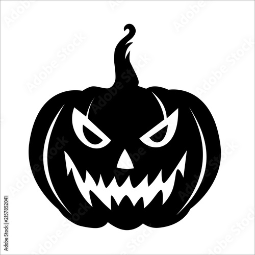 Spooky Halloween jack o lantern silhouette illustration, isolated on a white background.