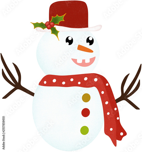 Bild auf Leinwand christmas snowman with holly