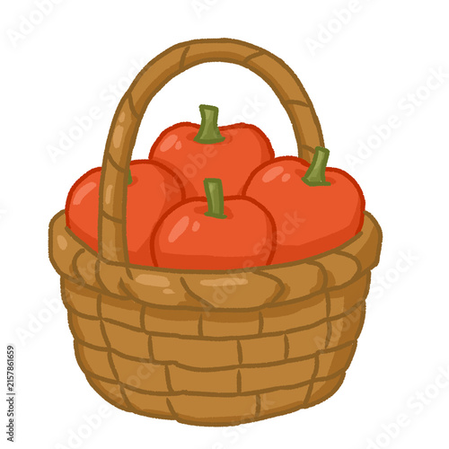 Cute Hand Drawn Apple Basket Illustration Isolated on Transparent Background