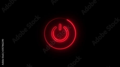 Power Button Icon Animation with On and Off Switch Symbol on Black Background . 4K video.