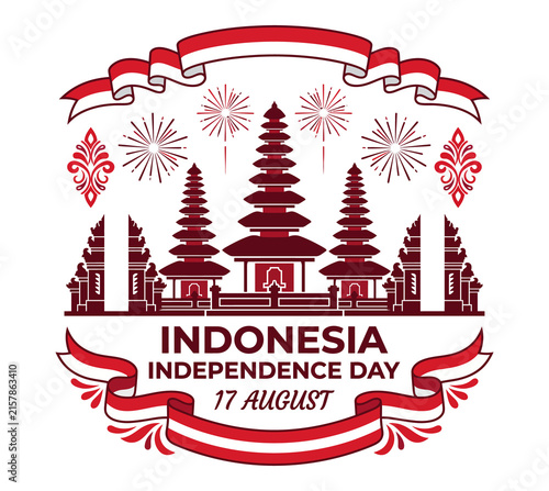 фотографія Traditional Balinese candi temple monument with ribbon ornament for Indonesia in