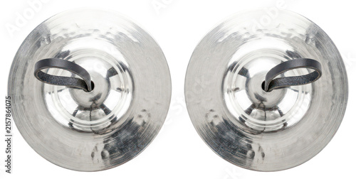 Fotografía Pair of Silver Hand Cymbals Isolated on White Background