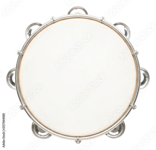Konstfotografi Tambourine with White Drumhead Isolated on White Background