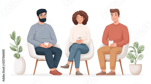 Engaging Group of Friends Enjoying Coffee Together: A Cozy Moment of Connection, Conversation, and Comfort in a Modern Lifestyle Setting