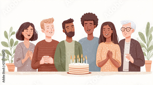 A Joyous Birthday Celebration with Friends: Capturing the Essence of Togetherness and Happiness in a Warm and Inviting Atmosphere
