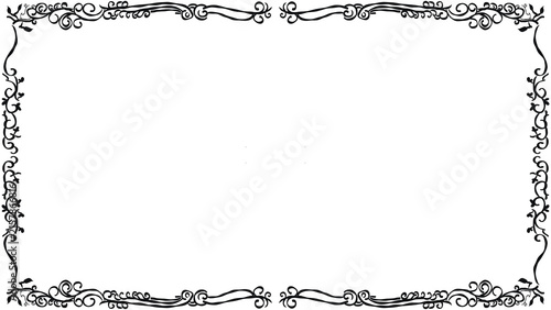 Elegant ornate vintage floral rectangular border frame.