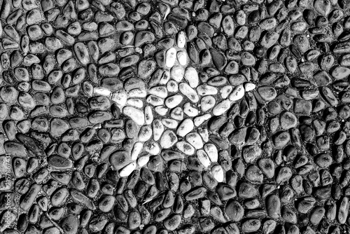 Fotografie Traditional Ligurian risseu pebble mosaic pavement depicting a five point star w