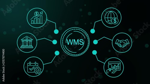 Warehouse Management System WMS Network Animation, Logistics Supply Chain and Business Management Technology Motion Graphics 4K