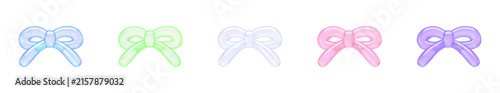 Yume Kawaii Transparent Jelly Shape Collection - Cute Ribbon Bow Icon Set - Transparent 3D PNG Elements