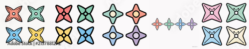 Set of cute and adorable shuriken vector icons
