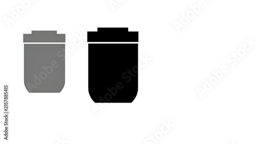 Canvas Print Flat Trash Can Icon Set Gray Black Vector Bin Illustration on transperent backgr