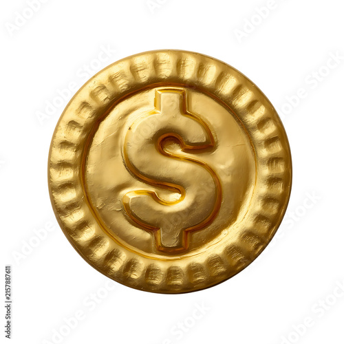 Golden dollar sign emblem isolated on transparent background for finance and business design