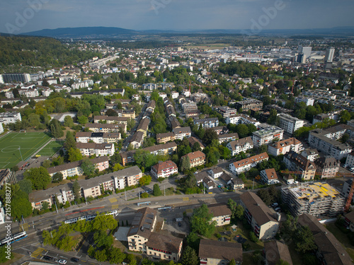 Aerial view of Swiss city of Zürich on a summer morning. Photo taken August 15th, 2026, Zurich, Switzerland.