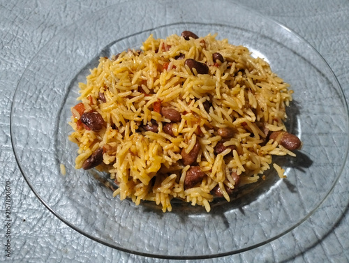 fresh rajma palao in plate