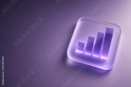 Purple Analytics Bar Chart Icon in Glossy 3D Style