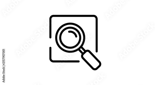 Magnifying glass over a document or screen, symbolizing search, analysis, and discovery