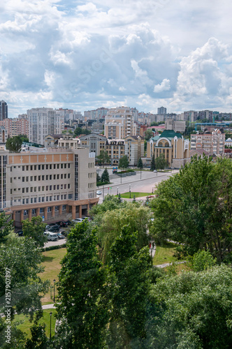 Lipetsk, Russia, July 12, 2026: Aerial view of Peter the Great Square in central Lipetsk