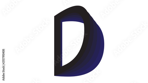 Abstract Dark Blue 3D Letter D Logo Design Isolated on White
