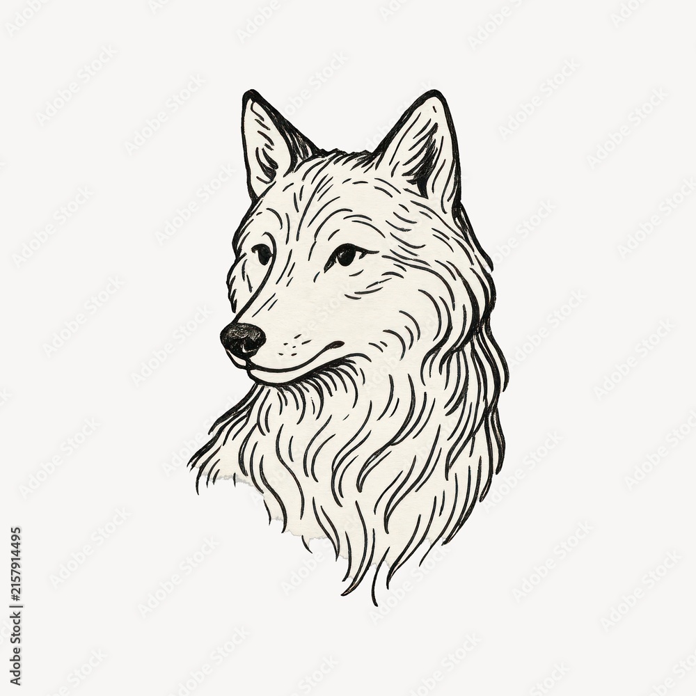 Fototapeta premium Detailed wolf head illustration.
