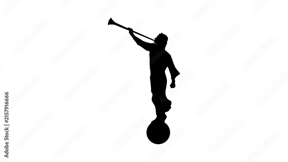 Fototapeta premium Bern Switzerland Temple statue of Angel Moroni, black isolated vector silhouette