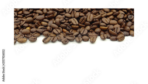 Konstfotografi Roasted Arabica Coffee Beans Scattered on a Clean White Background 40