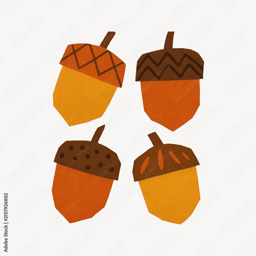 Fototapeta premium Colorful autumn acorn illustration.