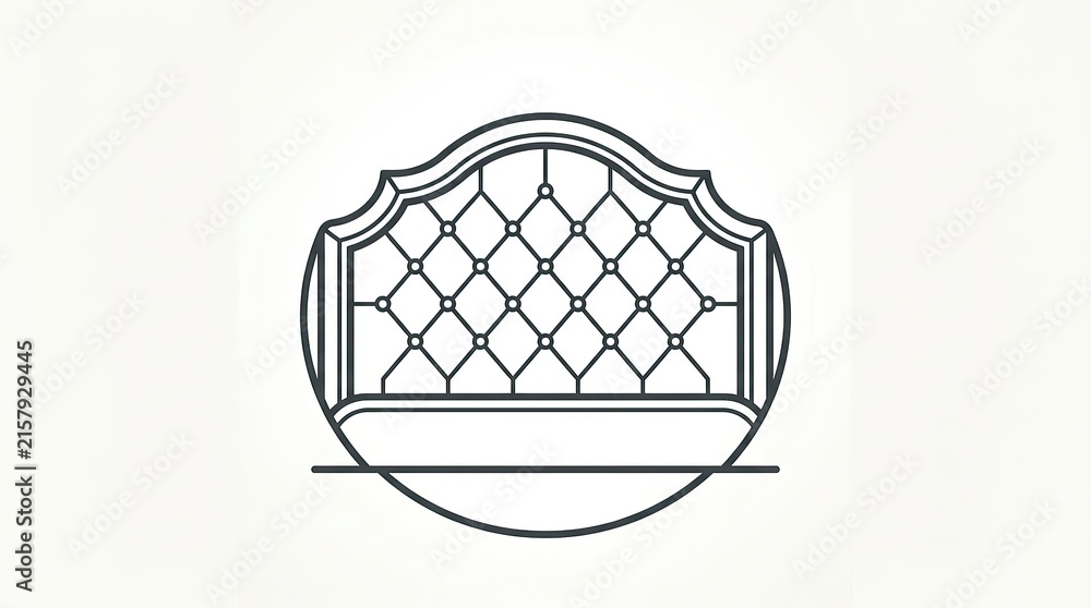 Naklejka premium Tufted bed headboard line art icon for hotel interior design and furniture branding