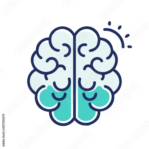 An illustration of an anatomical brain in a calm color scheme, a graphic design concept.