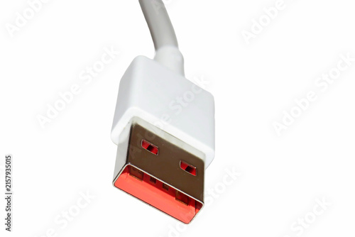USB type A charging cable isolated on white background