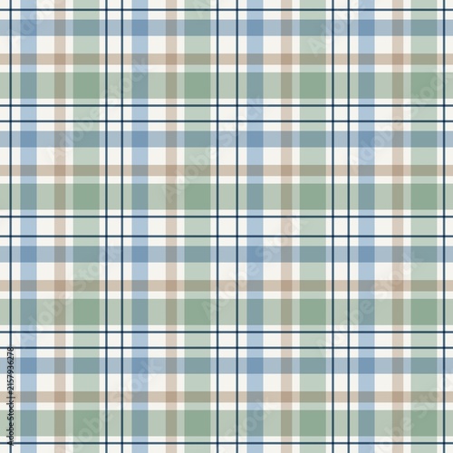 Soft Blue and Sage Green Plaid Seamless Pattern
