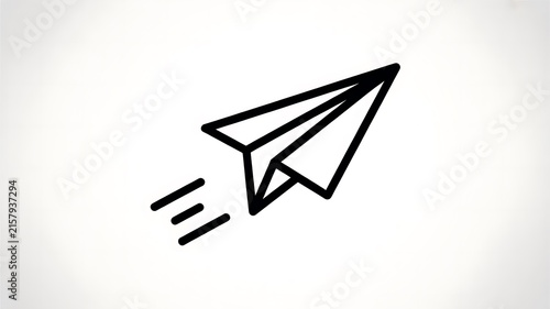 Black paper airplane icon flying fast