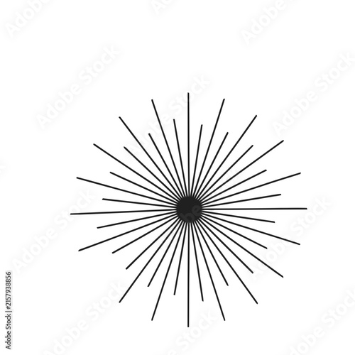 Black Sunburst Rays on White Background