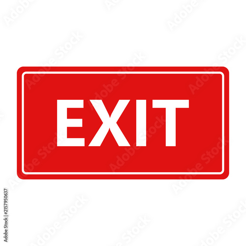 Red exit sign with bold white text and border for fire safety and building evacuation